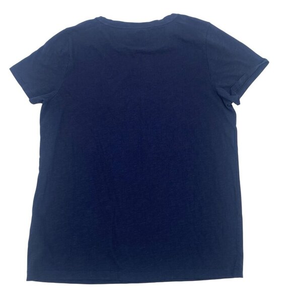 J. Crew Women's XL Blue Slub Cotton Tee  Graphic T Shirt BE092 Christian Academy - Picture 2 of 8